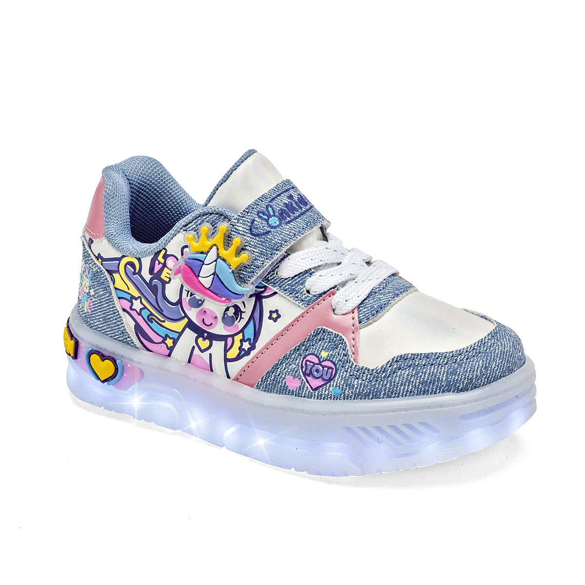 On Kids Tenis Urbano Para Niña Azul Multicolor  Con Luces