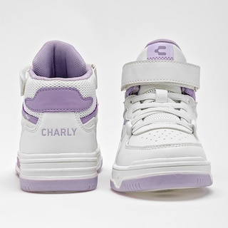 Foto 3 | Charly Tenis Urbano Para Niña Blanco Lila Agujeta Elastica Hasta Agotar Existencia Importado