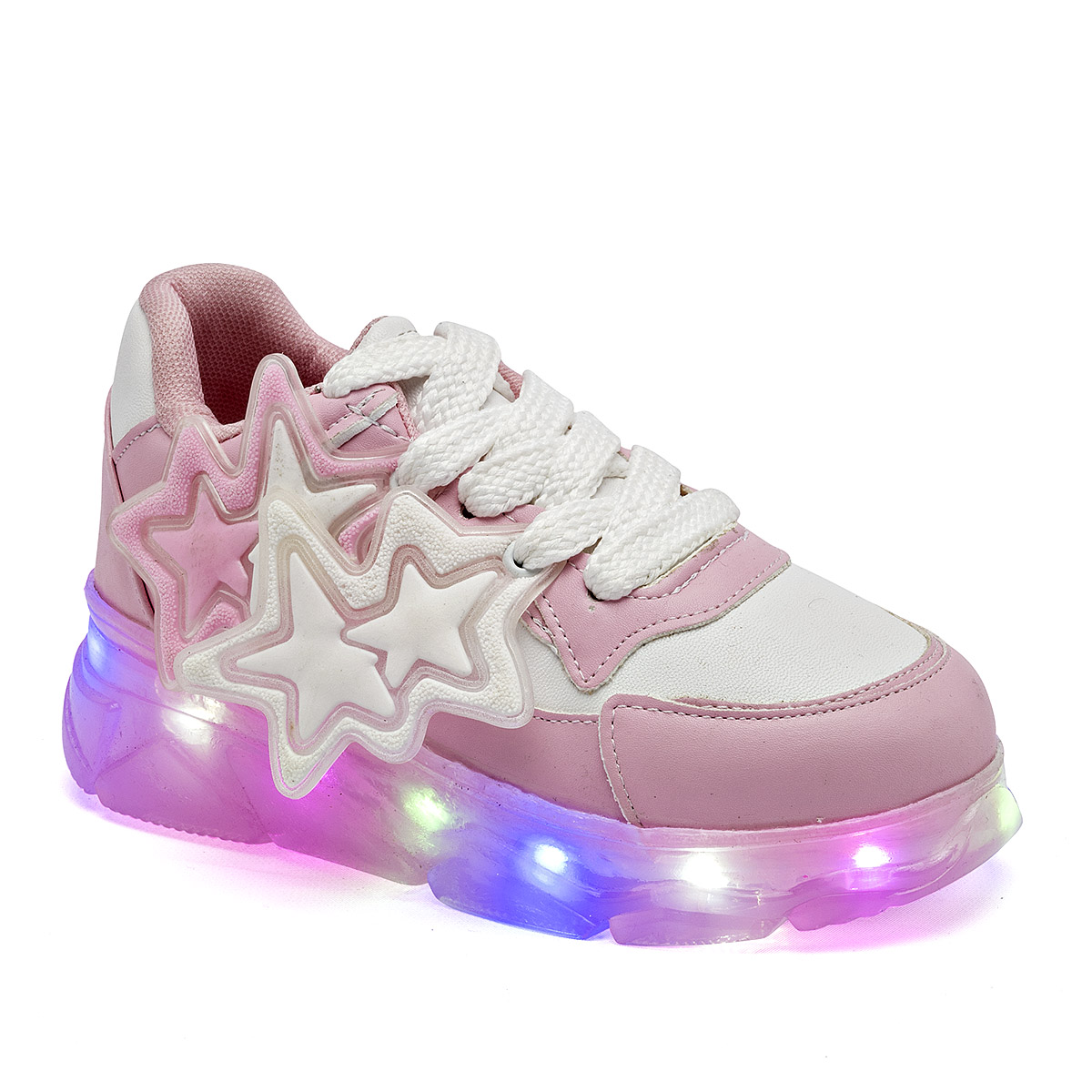 Foto 2 pulgar | Giland Tenis Urbano Para Niña Rosa Blanco  Con Luces
