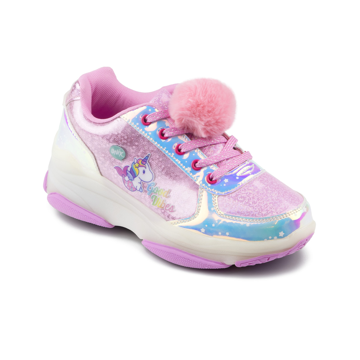 Tenis con Patín Onix Unicornio Pompones color Rosa para Niña