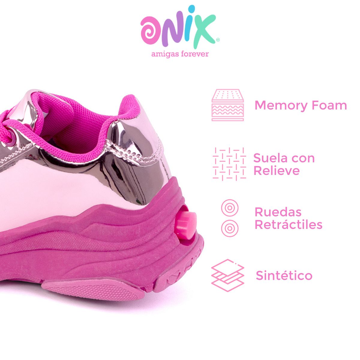 Foto 5 pulgar | Tenis Onix Rosas con Ruedas para Niña