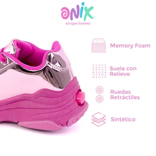 Foto 4 | Tenis Onix Rosas con Ruedas para Niña