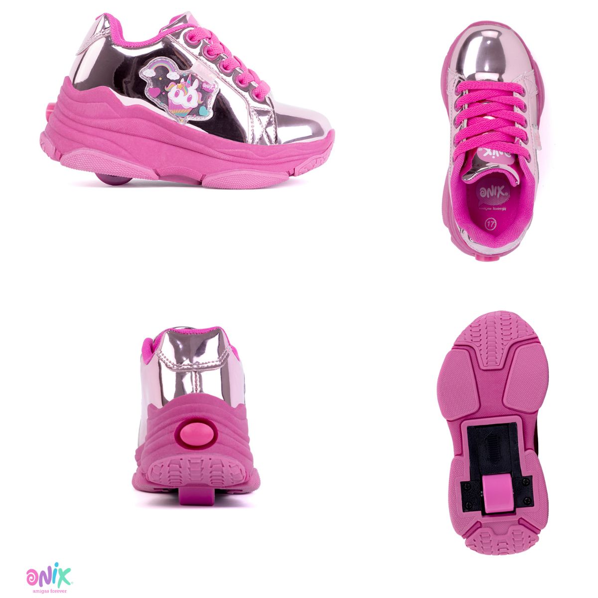 Foto 7 pulgar | Tenis Onix Rosas con Ruedas para Niña