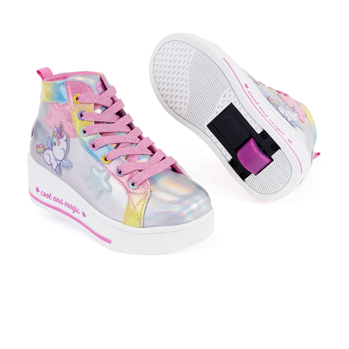Tenis Patín High Onix Unicornio Friends Star Plata