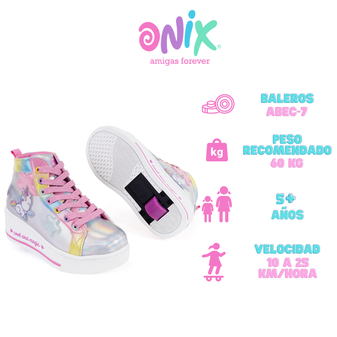 Foto 5 pulgar | Tenis Patín High Onix Unicornio Friends Star Plata