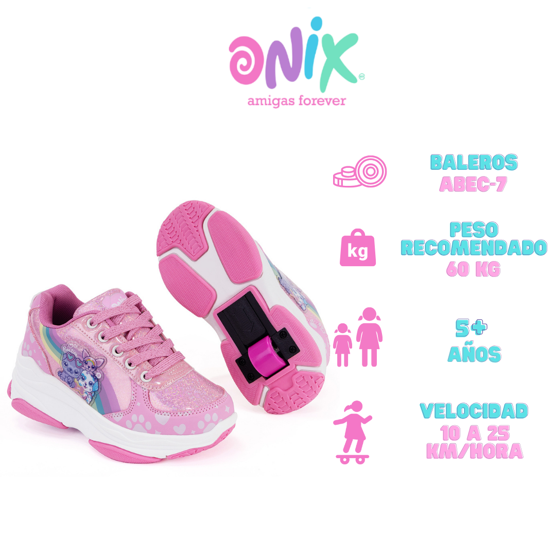 Foto 5 pulgar | Tenis Patín Onix Unicornio Puppy Cute Rosa