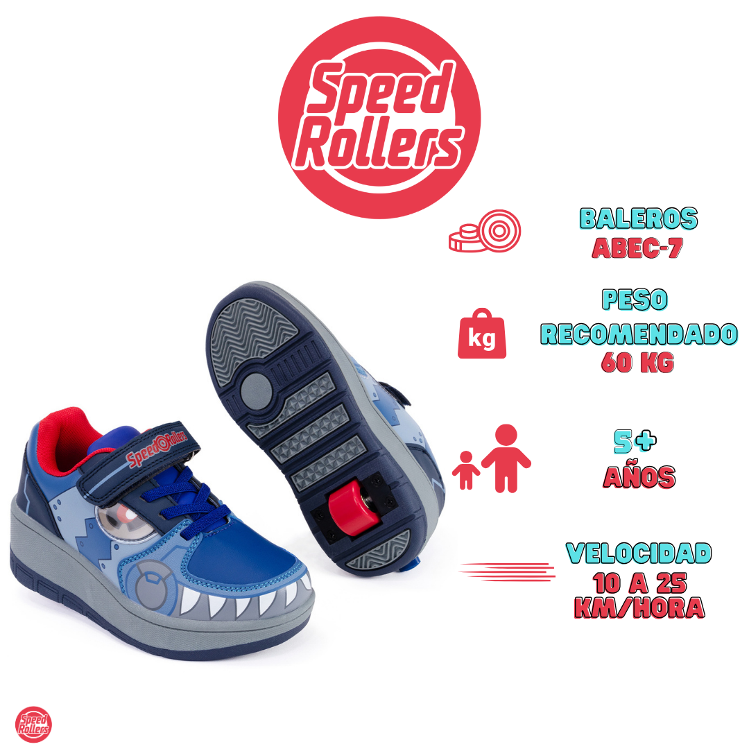 Foto 5 pulgar | Tenis Patín Speed Rollers Robot Raptor Azul Marino