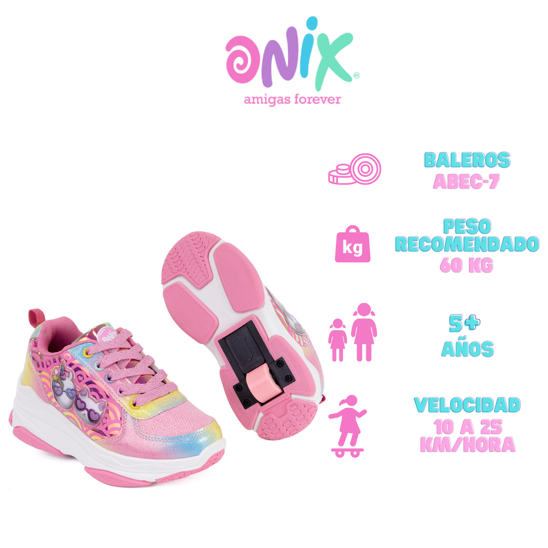 Foto 5 pulgar | Tenis Patín Onix Unicornio Friendship Rainbow Rosa