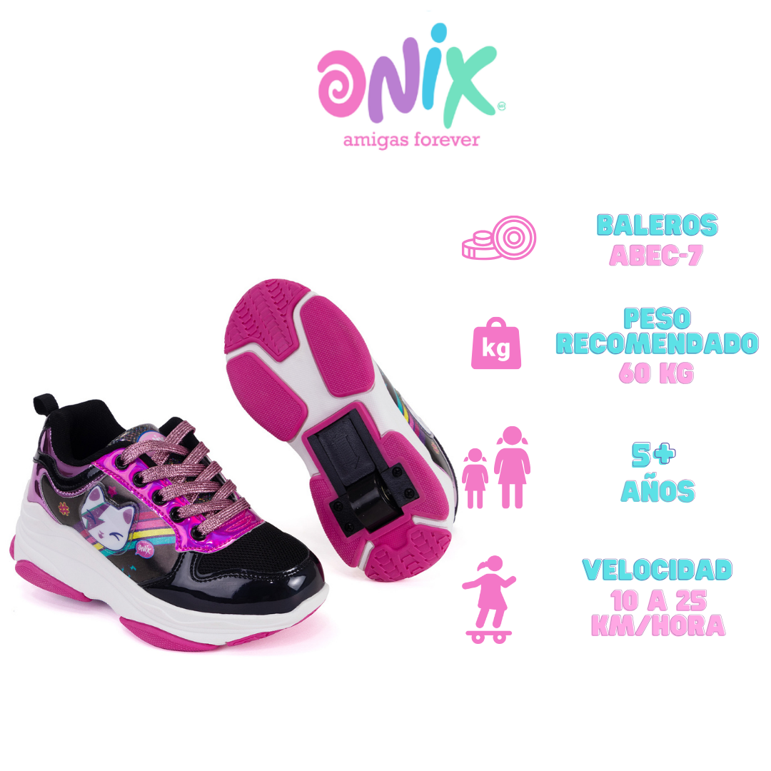 Foto 4 | Tenis Patín Onix Unicornio Rock Roller Cats Negro Shine