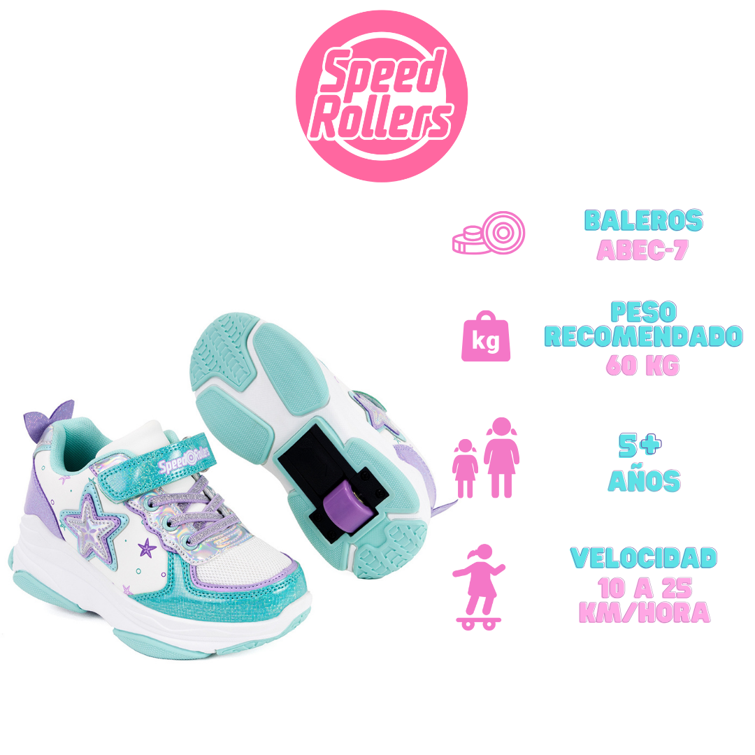 Foto 5 pulgar | Tenis Patín Speed Rollers Star Morado Multicolor Shine