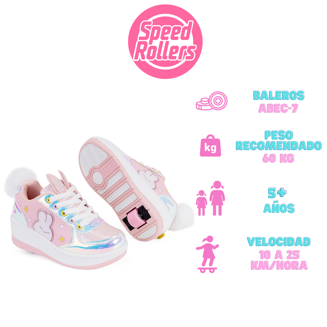 Foto 5 pulgar | Tenis Patín Speed Rollers Bunny Roller Rosa Shine