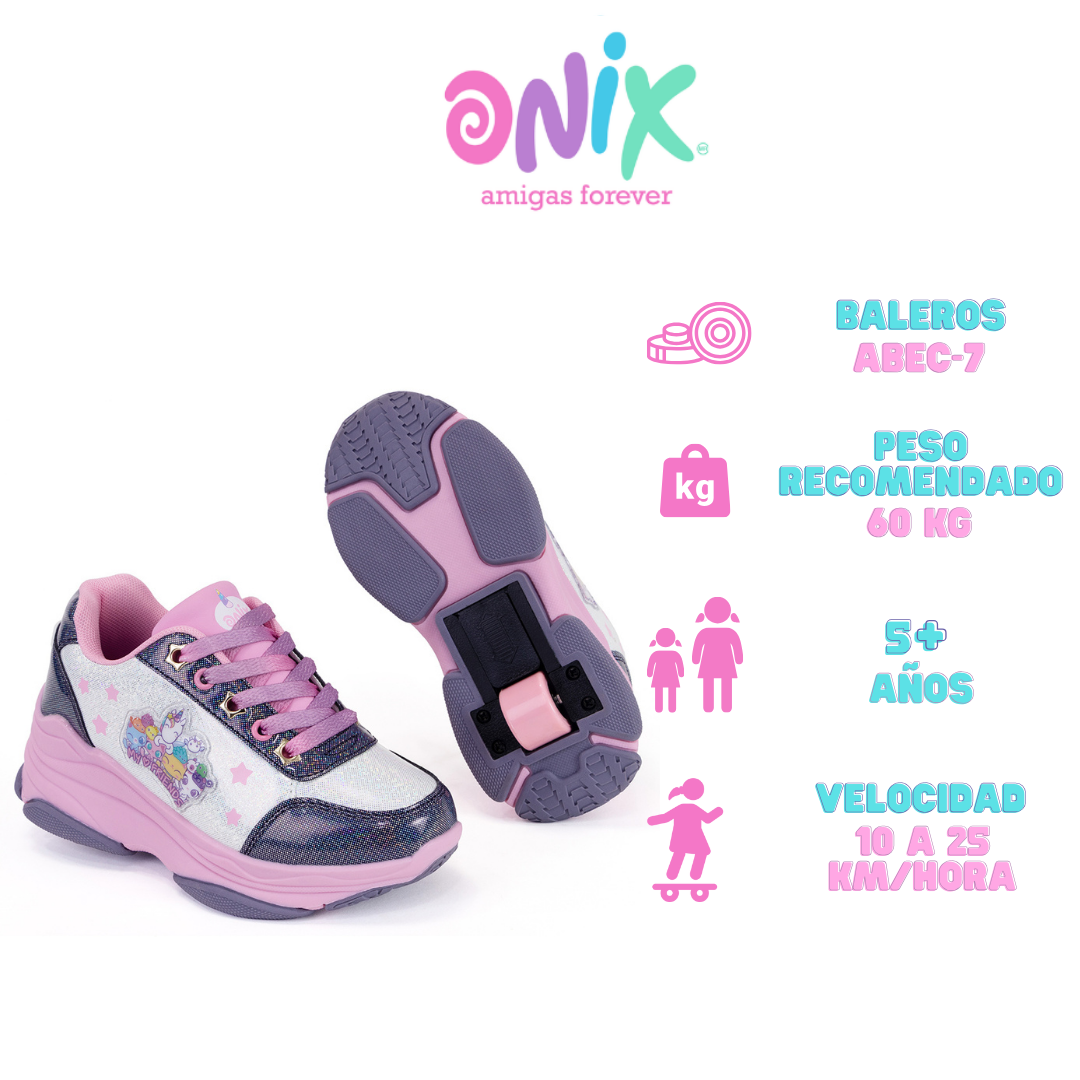 Foto 5 pulgar | Tenis Patín Onix Unicornio Friends Roller Rosa