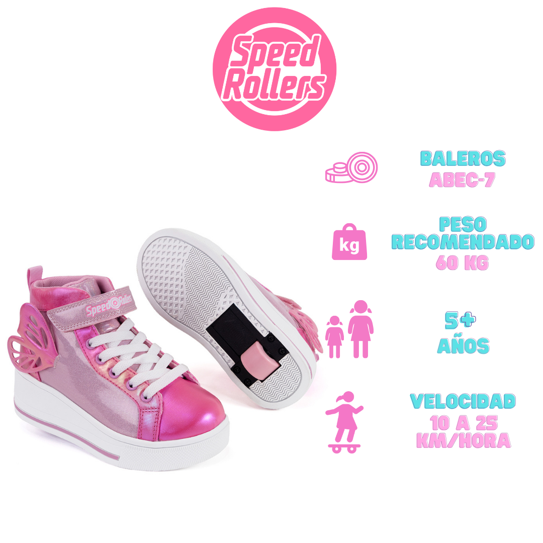 Foto 5 pulgar | Tenis Patín High Speed Rollers Pink Butterfly Roller Rosa