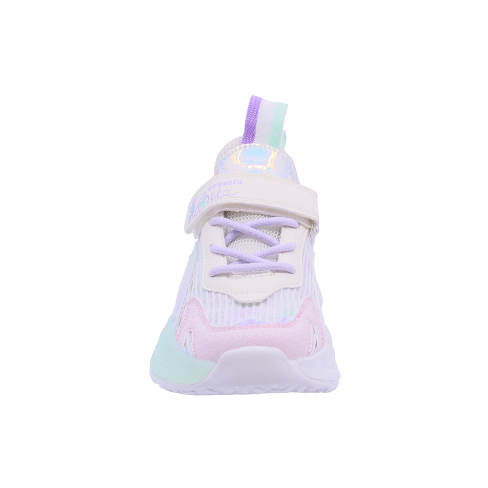 Foto 4 pulgar | Tenis Casual Para Niña Coqueta604000-u Con Detalles Multicolor, Ajuste Velcro Y Agujeta Elastica