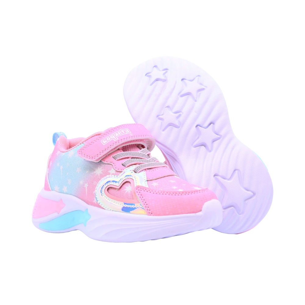 Foto 7 pulgar | Tenis Casual Rosa Y Azul Para Niña Coqueta 605000-i Con Agujeta Elastica Y Velcro