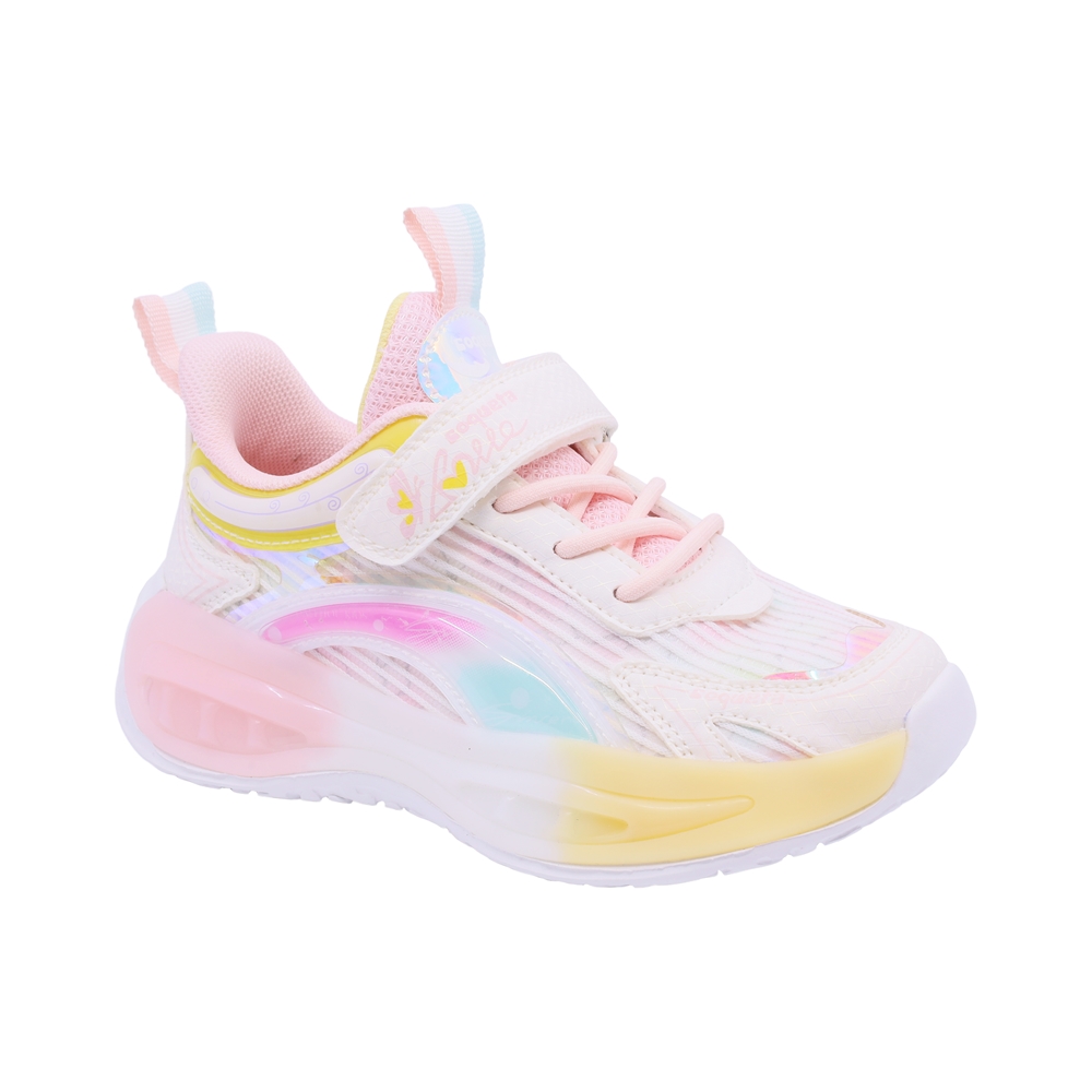 Tenis Casual Para Niña Coqueta 604000-o Con Detalles Multicolor, Ajuste Velcro Y Agujeta Elastica
