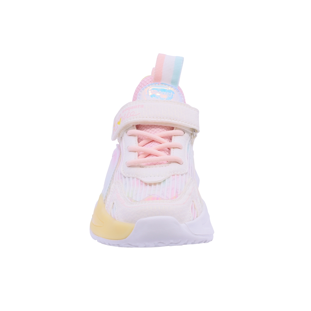 Foto 4 pulgar | Tenis Casual Para Niña Coqueta 604000-o Con Detalles Multicolor, Ajuste Velcro Y Agujeta Elastica