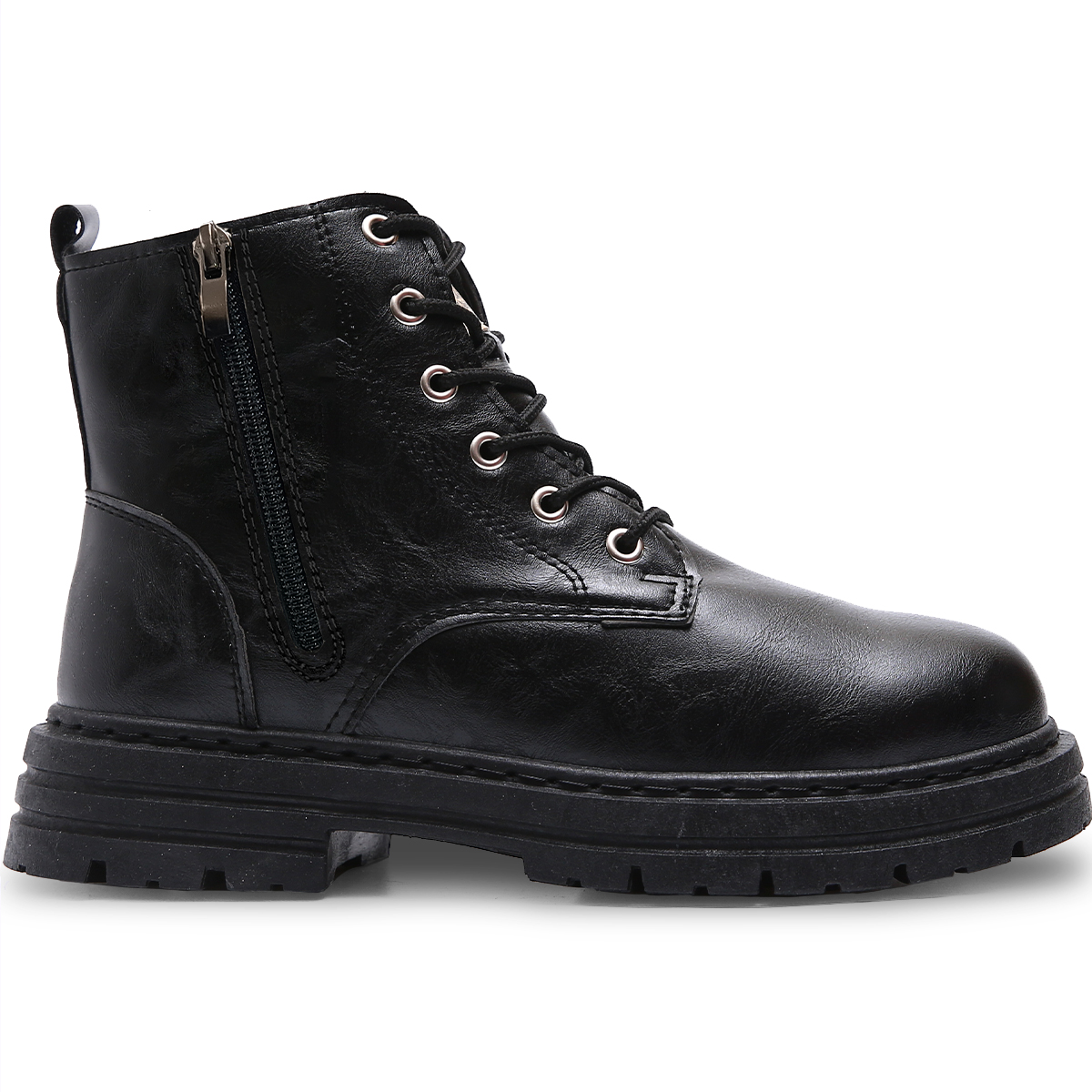 Foto 4 pulgar | Botas Vinil Piel de Uso Rudo Antideslizantes Negro para Hombre