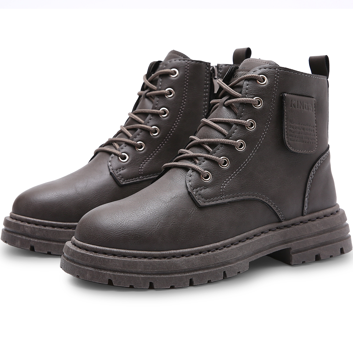 Foto 2 pulgar | Botas Vinil Piel De Uso Rudo Para Hombre Antideslizantes Gris  Talla 8