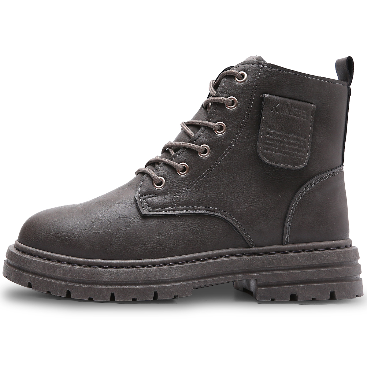 Foto 3 pulgar | Botas Vinil Piel De Uso Rudo Para Hombre Antideslizantes Gris  Talla 8