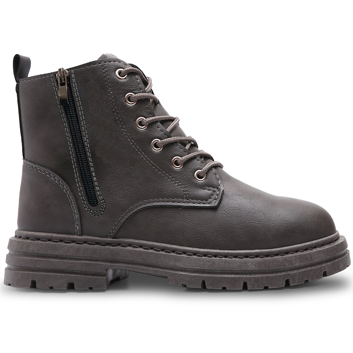 Foto 4 pulgar | Botas Vinil Piel De Uso Rudo Para Hombre Antideslizantes Gris  Talla 8