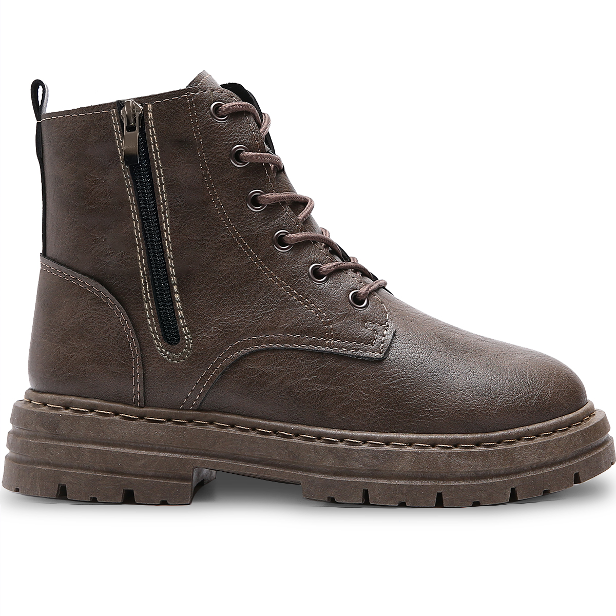 Foto 4 pulgar | Botas Vinil Piel De Uso Rudo Para Hombre Antideslizantesmarron Oscuro  Talla 9