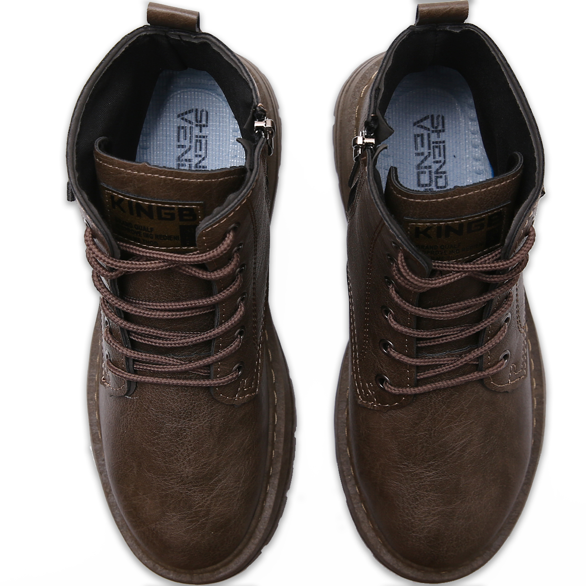 Foto 6 pulgar | Botas Vinil Piel De Uso Rudo Para Hombre Antideslizantesmarron Oscuro  Talla 9