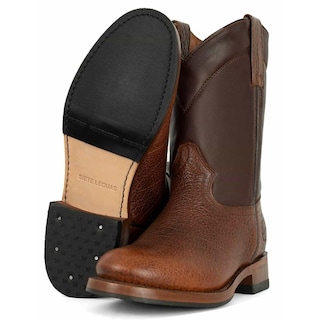 Foto 4 | Botas Roper De Piel De Bisonte Siete Leguas Con Suela Antiderrapante Para Hombre Naranja Oscuro