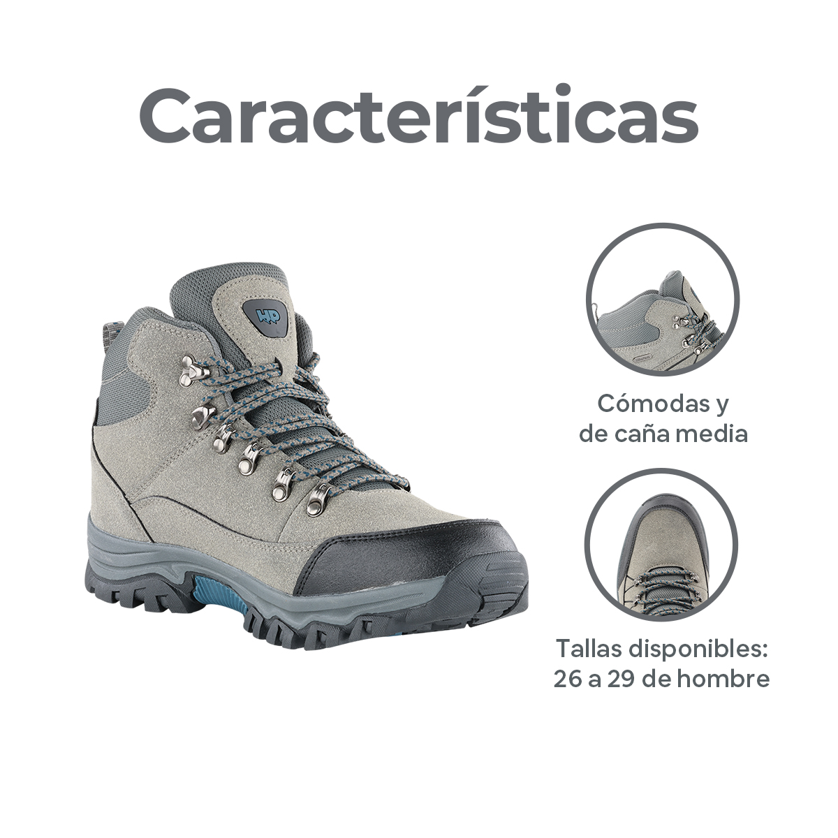 Foto 2 | Botas De Senderismo Para Hombre Hikepath Hp-bo10 Gris De Caña Media