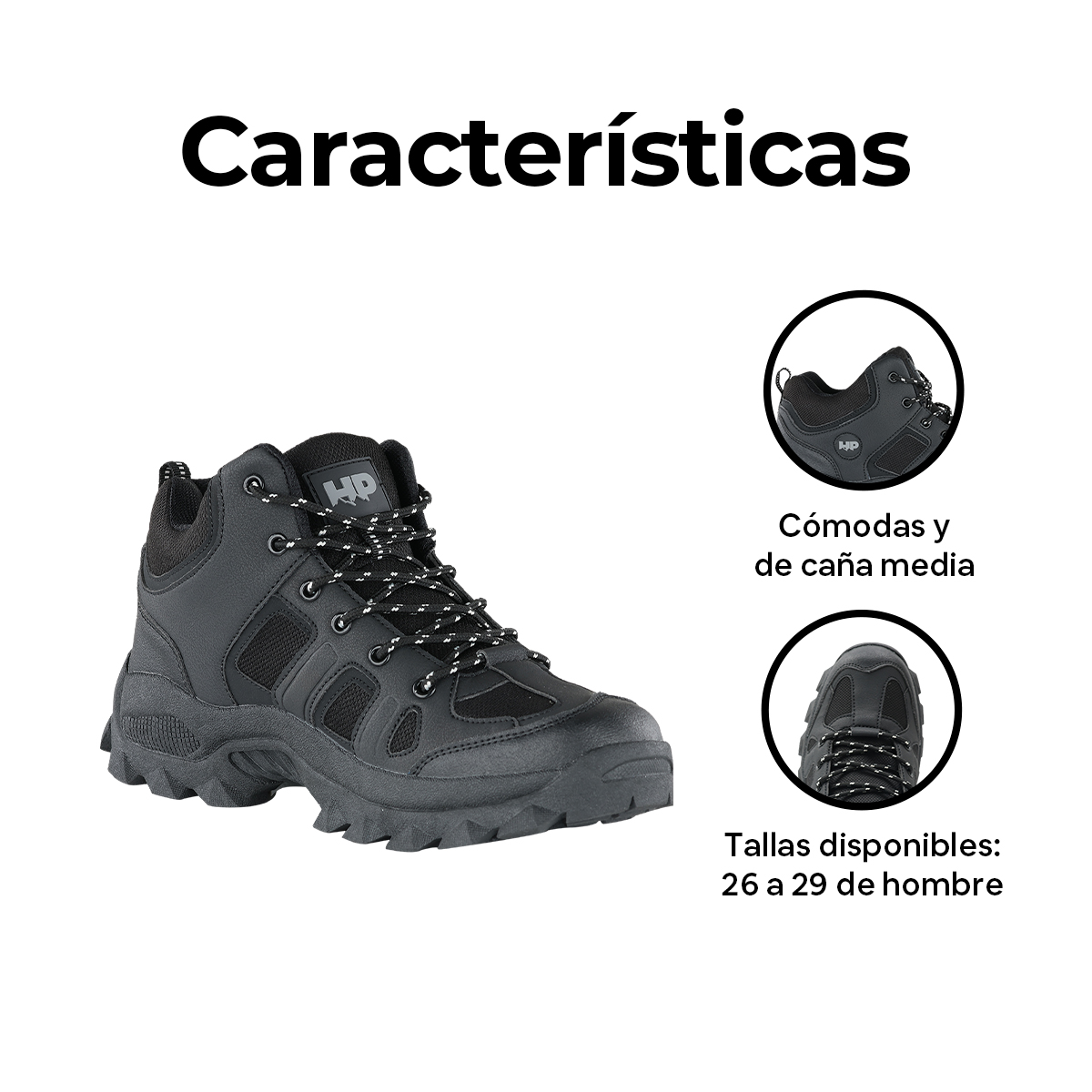 Foto 3 pulgar | Botas De Senderismo Para Hombre Hikepath Hp-bo08 Negro De Caña Media