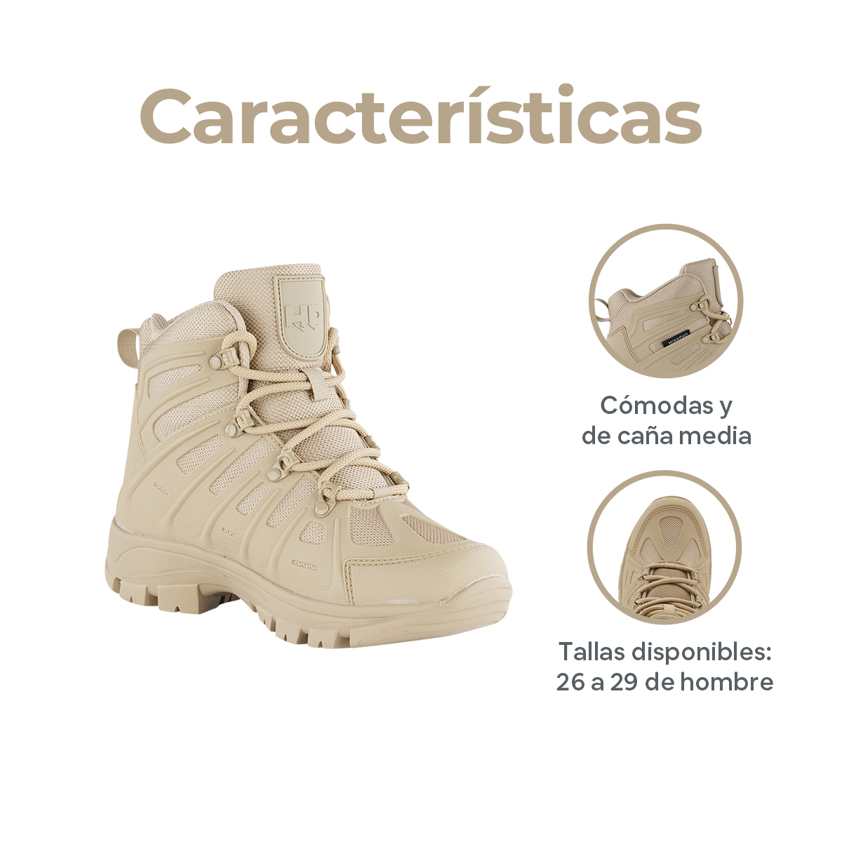 Foto 3 pulgar | Botas De Senderismo Para Hombre Hikepath Hp-bo13 Beige De Caña Media