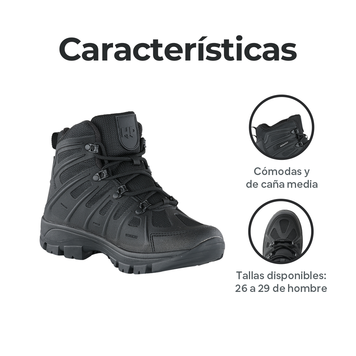 Foto 3 pulgar | Botas De Senderismo Para Hombre Hikepath Hp-bo13 Negro De Caña Media