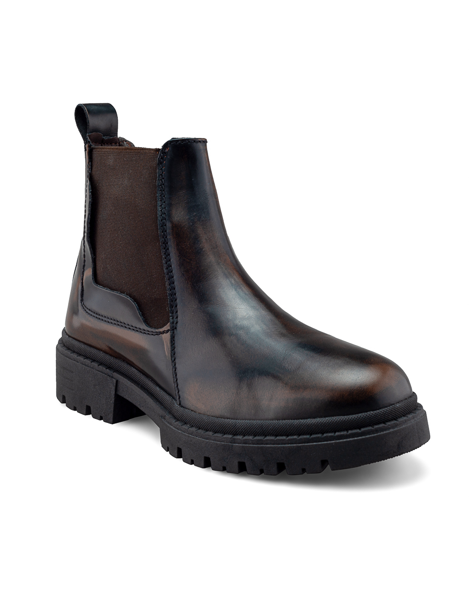 Foto 4 | Bota Chunky Chelsea En Piel Café Para Hombre Dasalo