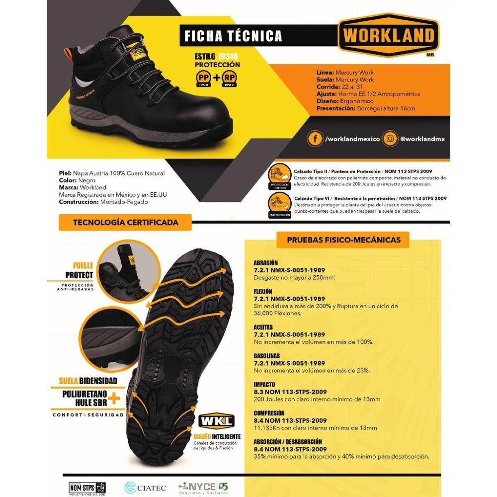 Foto 7 | Botas Hombre Work Land Industrial Proteccion Nom 113 Negro