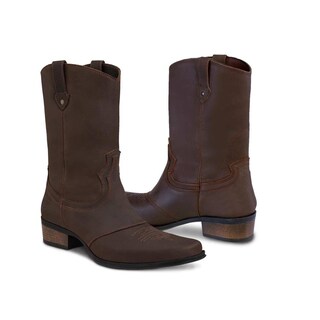 Foto 2 | Bota Vaquera Urban Cowboy Hombre Piel Natural Punta Cuadrada Cafe