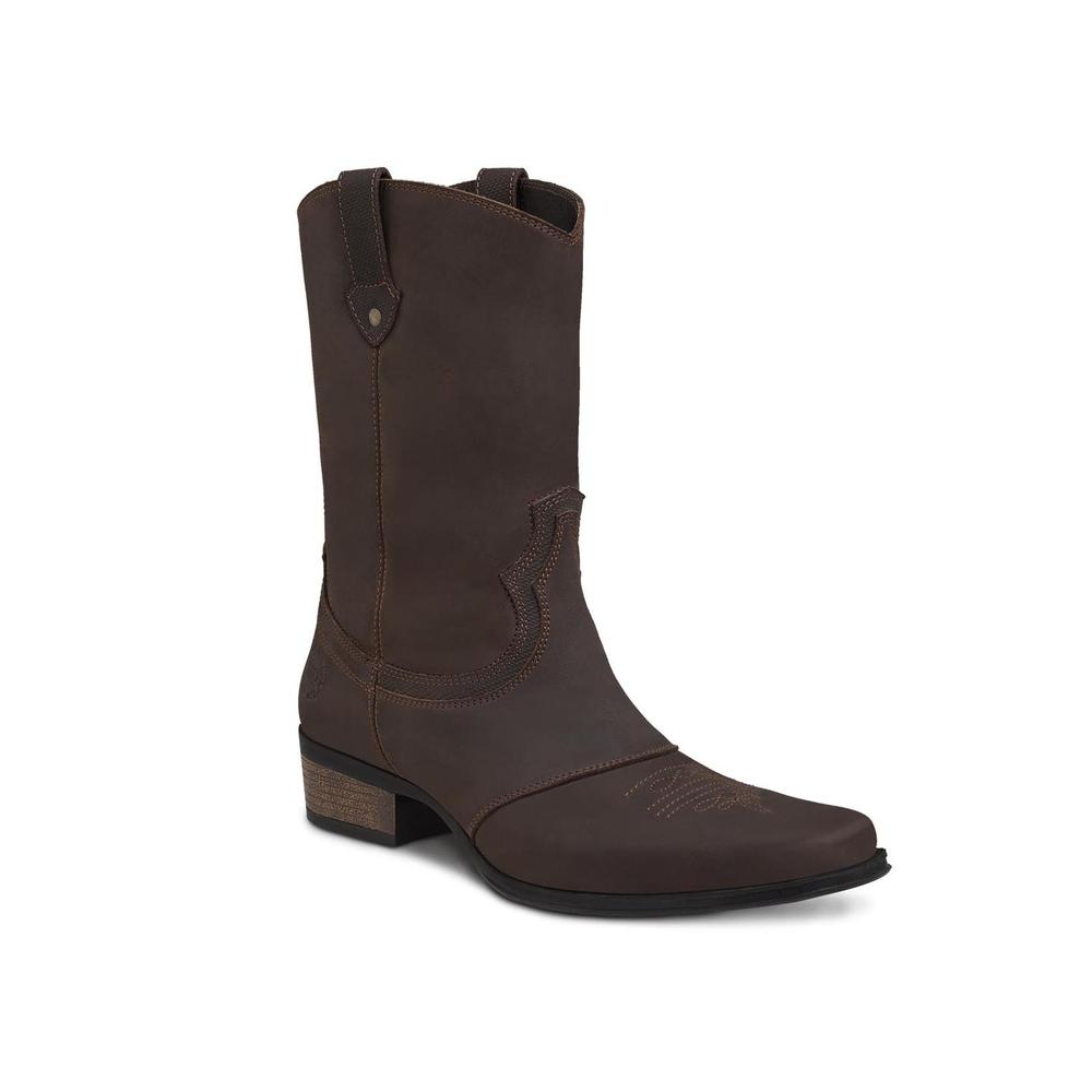 Foto 3 | Bota Vaquera Urban Cowboy Hombre Piel Natural Punta Cuadrada Cafe