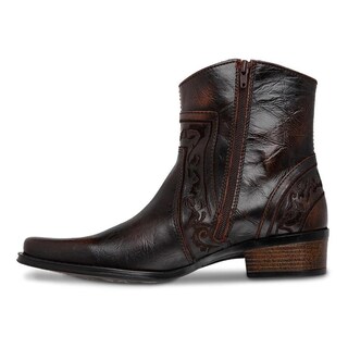 Foto 5 | Botin Urban Cowboy Tacon Bajo Comodo Piel Cafe