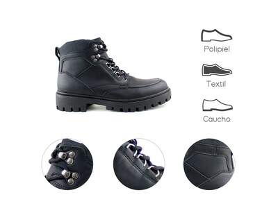 Foto 7 | Botin Para Hombre Lob Footwear Pu Negro 57704527