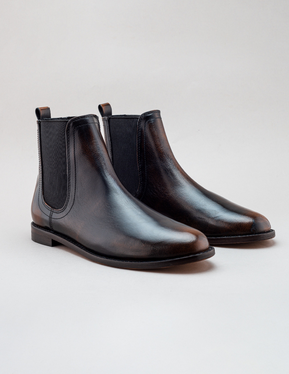 Foto 7 pulgar | Bota Chelsea Café Para Hombre En Piel Con Estilo Formal
