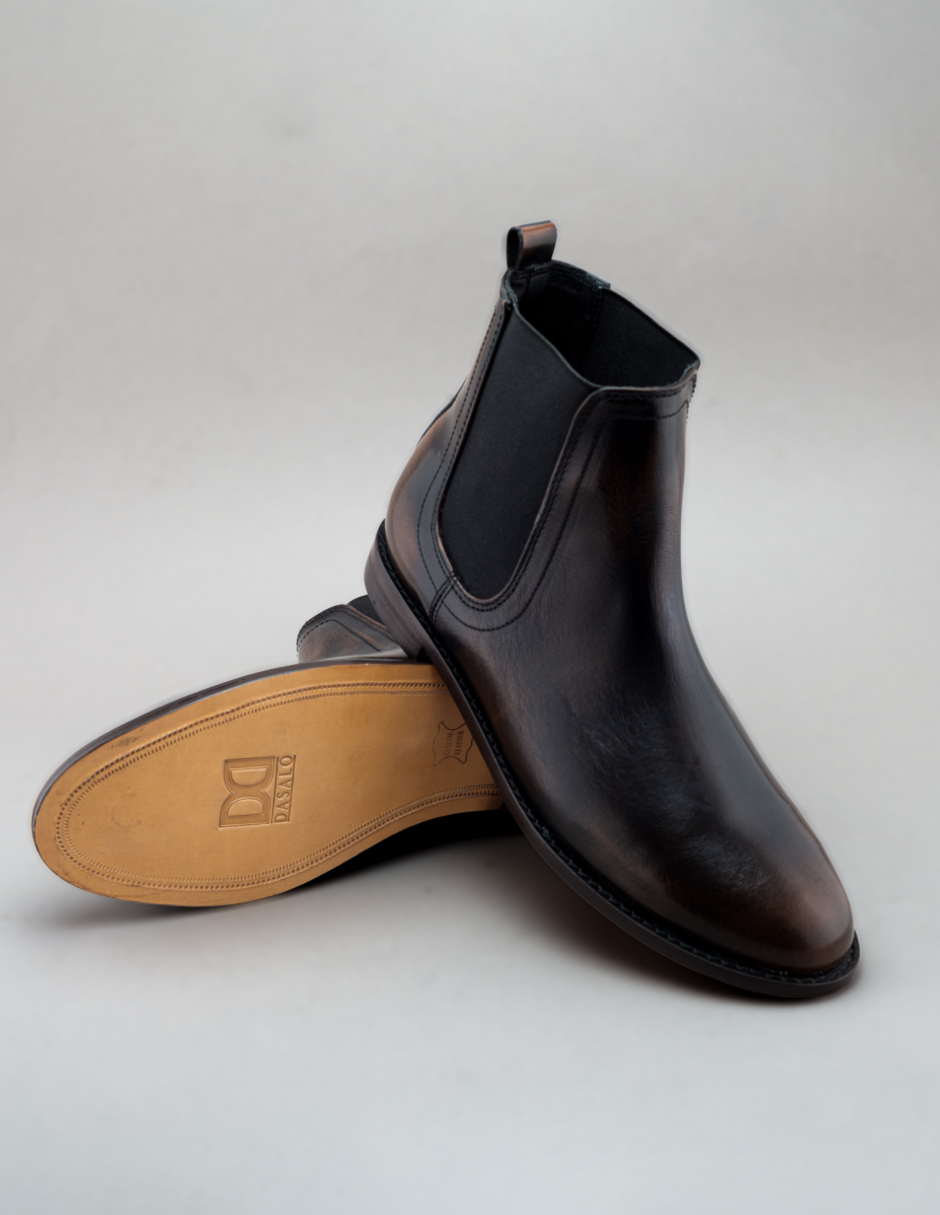 Foto 8 pulgar | Bota Chelsea Café Para Hombre En Piel Con Estilo Formal
