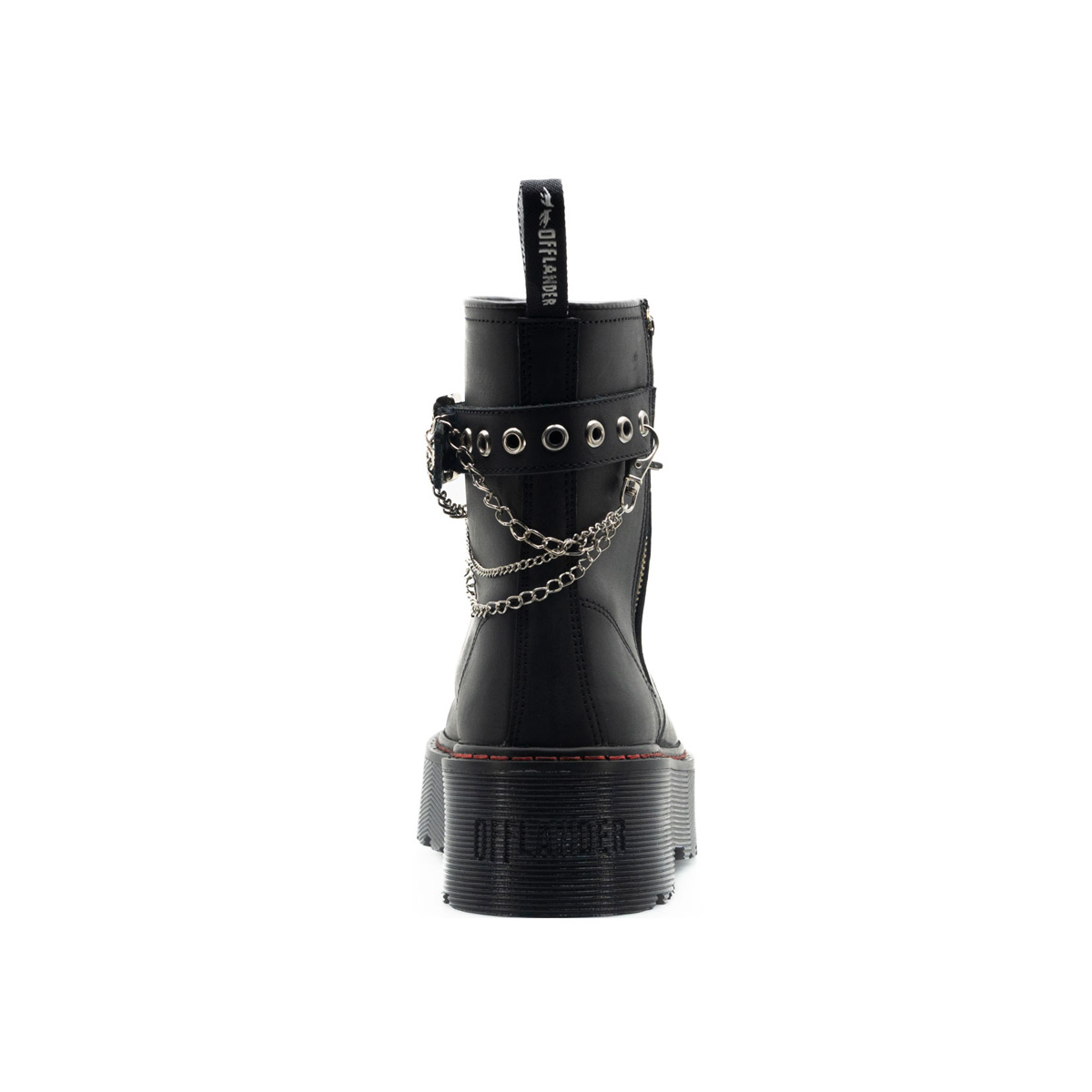Foto 3 pulgar | Botas Offlander  Tipo Militar Chunky  Piel Crazy  Negro  Cadenas Plateadas