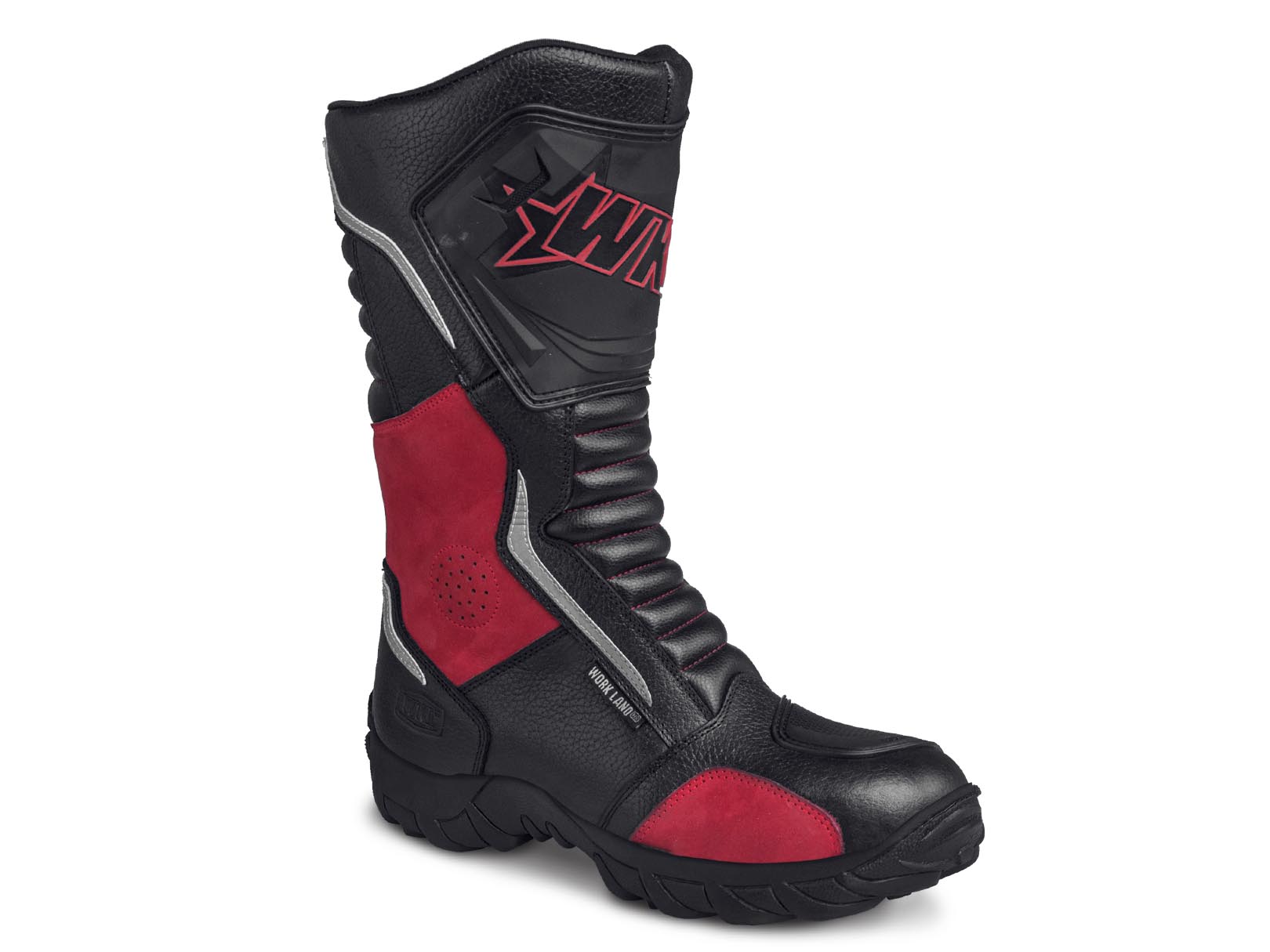 Bota para Hombre Motociclista Biker Touring Workland 76227 color Rojo con Negro