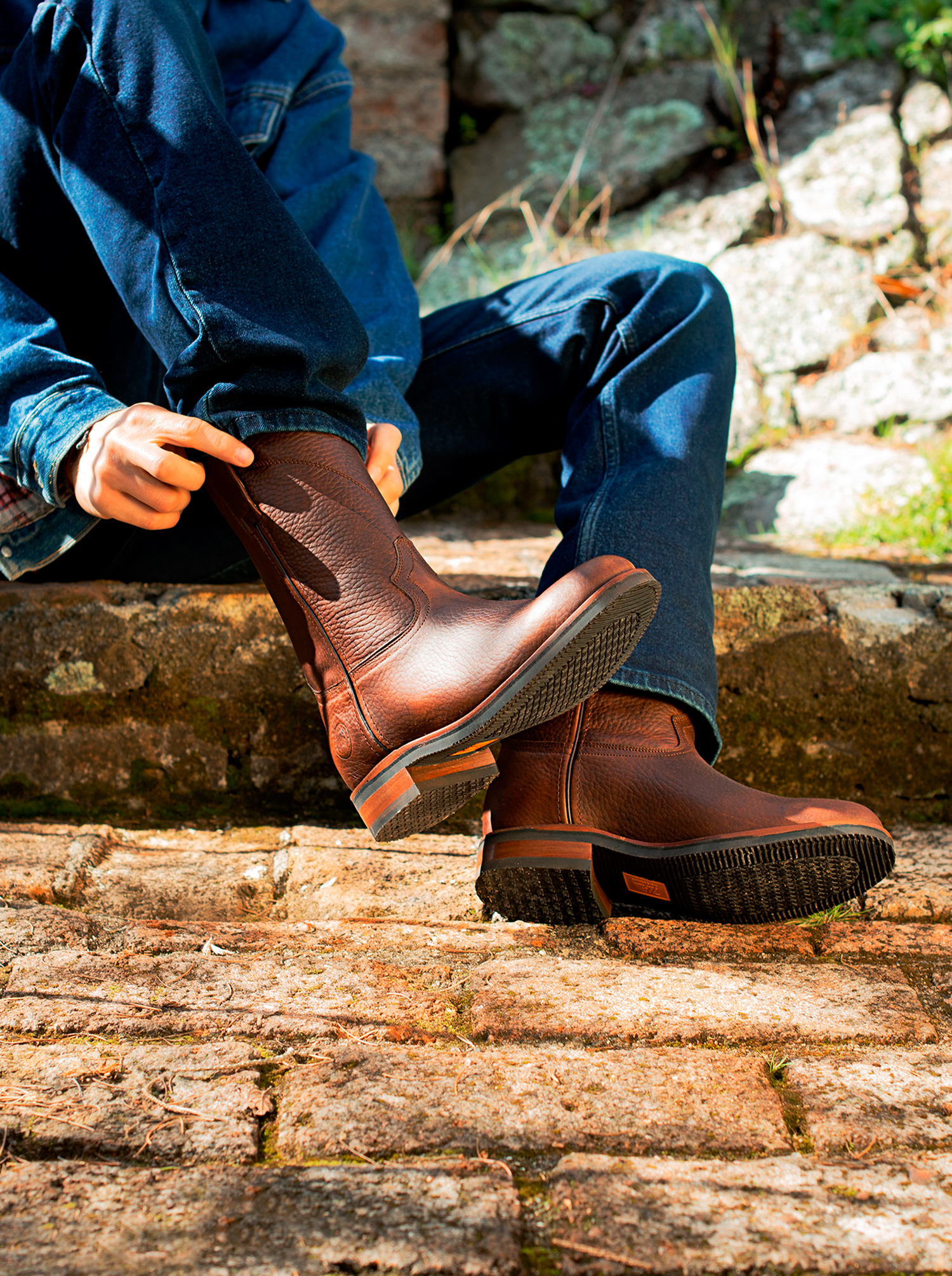 Foto 3 | Botas de Piel Siete Leguas color Café para Hombre