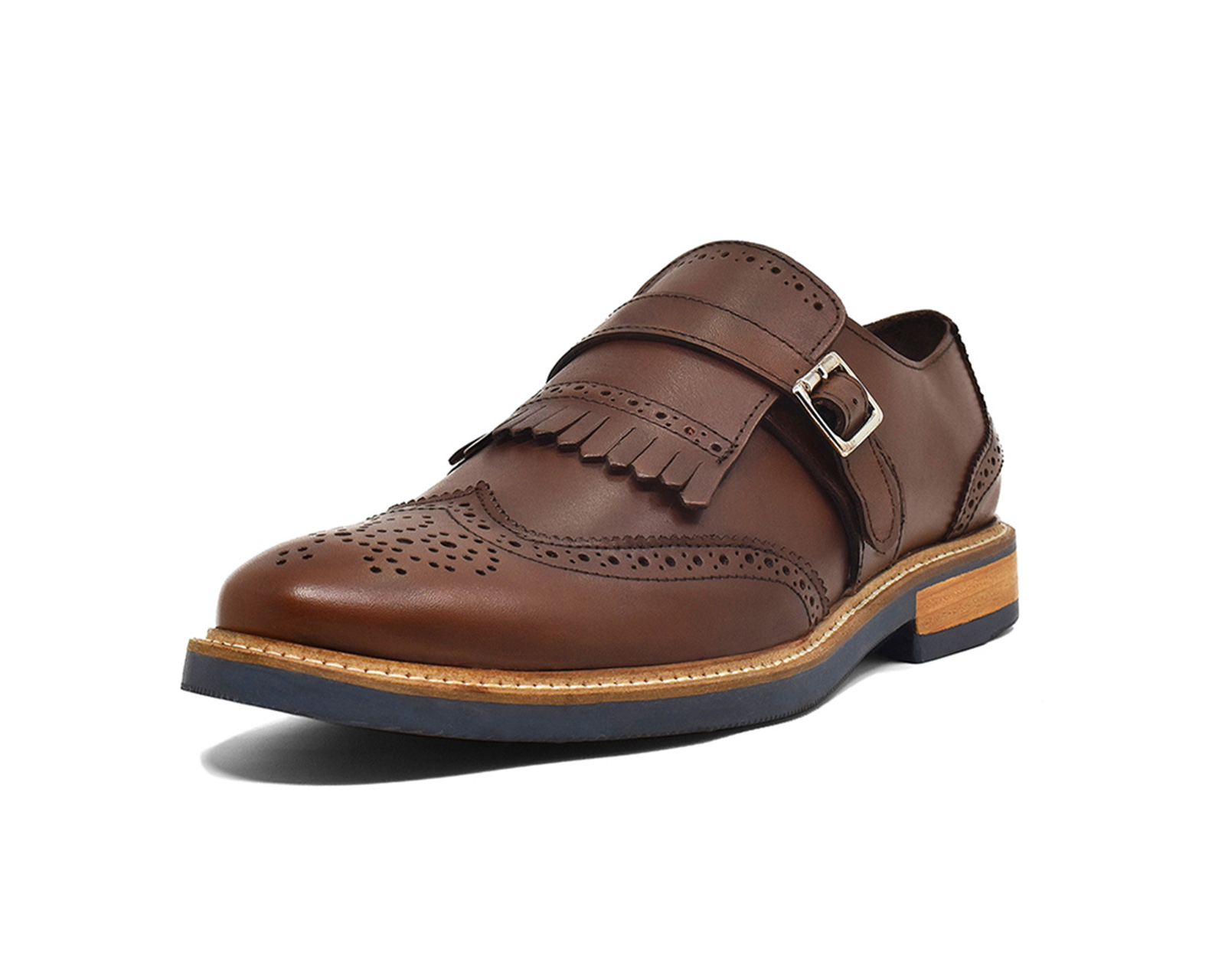Foto 3 pulgar | Monk Strap Bostoniano Warlock 8015 Café De Piel Para Hombre