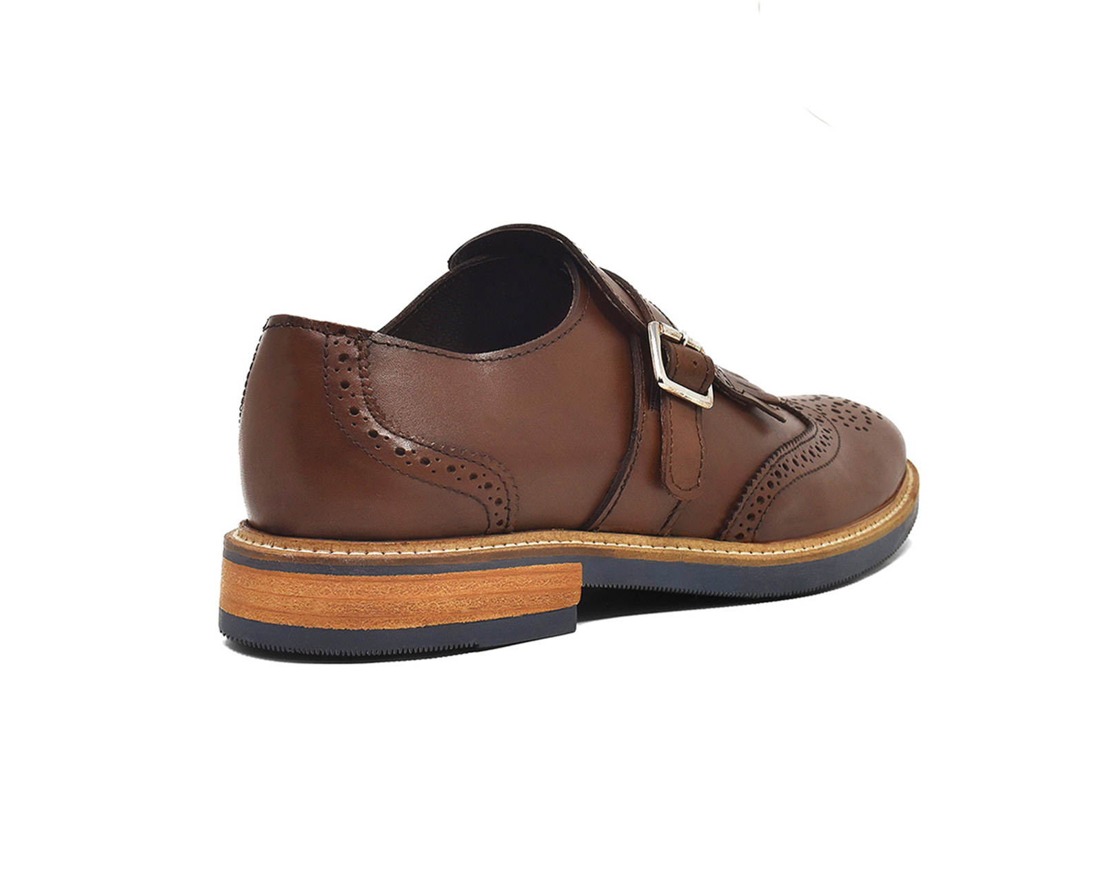 Foto 4 pulgar | Monk Strap Bostoniano Warlock 8015 Café De Piel Para Hombre