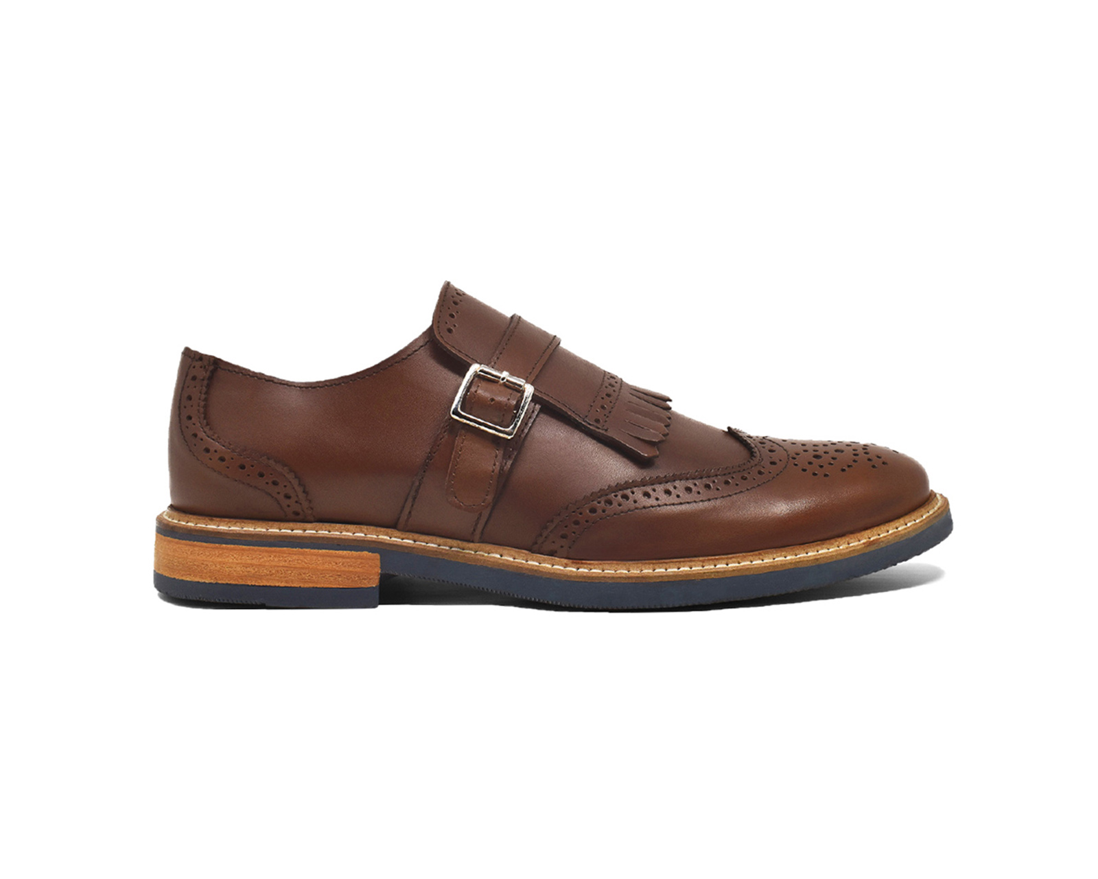 Foto 4 | Monk Strap Bostoniano Warlock 8015 Café De Piel Para Hombre