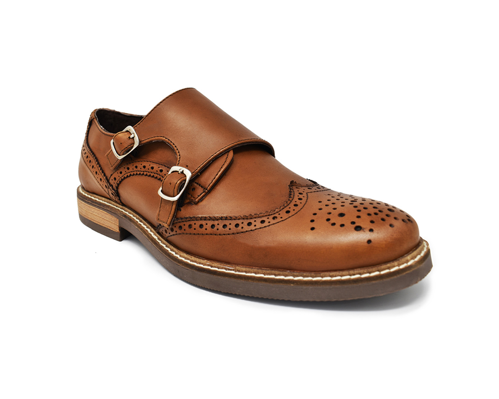 Foto 2 pulgar | Monk Strap Bostoniano Warlock 8011 Miel De Piel Para Hombre