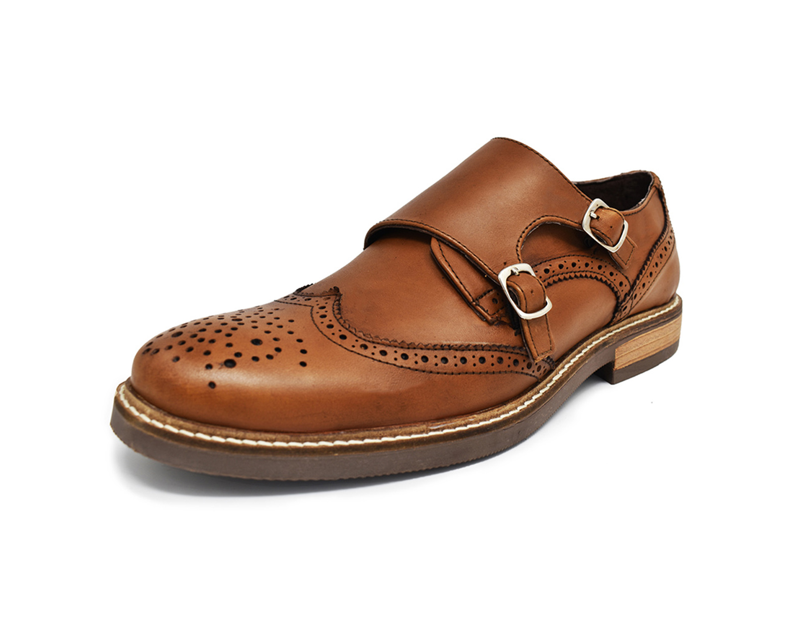 Foto 3 pulgar | Monk Strap Bostoniano Warlock 8011 Miel De Piel Para Hombre