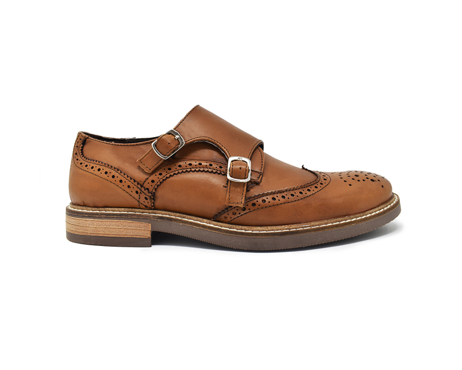 Foto 6 pulgar | Monk Strap Bostoniano Warlock 8011 Miel De Piel Para Hombre