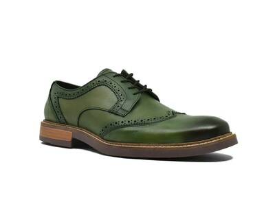 Foto 1 | Bostoniano Warlock 8029 Verde Pintado A Mano De Piel Para Hombre